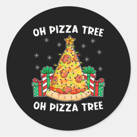 オーピザツリークリスマス食べ物プレゼントChristmas Pizza Tr ラウンドシール (正面)
