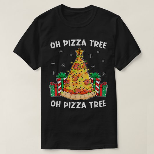 オーピザツリークリスマス食べ物プレゼントChristmas Pizza Tr Tシャツ (デザイン正面)