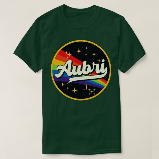 オーブリレインボーイン宇宙ヴィンテージスタイル Tシャツ (デザイン正面)