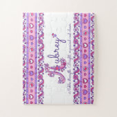 オーブリーという名前の意味 ピンク パープル ジグソーパズル (縦)