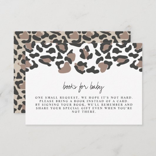 オーブリー - ヒョウ柄 赤ちゃんの絵本 インサート用 招待状 (正面/裏面)