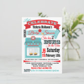 「オーブンでパン」ツインズベビーシャワー招待状 招待状 (スタンド正面)