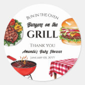 オーブンでパンBBQバーガーのグリル赤ちゃんシャワー ラウンドシール (正面)