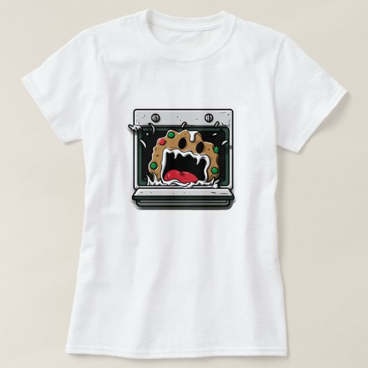 オーブンで怒鳴る面白いクリスマスクッキー Tシャツ (デザイン正面)