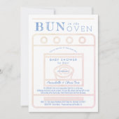 オーブンにパンちゃん ガール ピンク ベビーシャワー 郵送 招待状 (正面)
