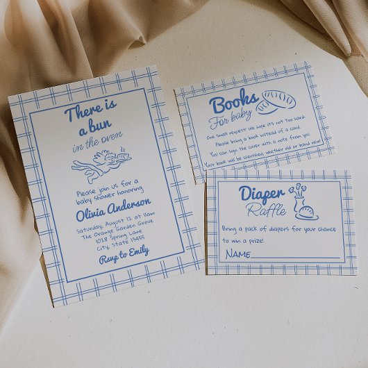 オーブンのキュピッドな赤ちゃんシャワーで手引きブルーパン 招待状