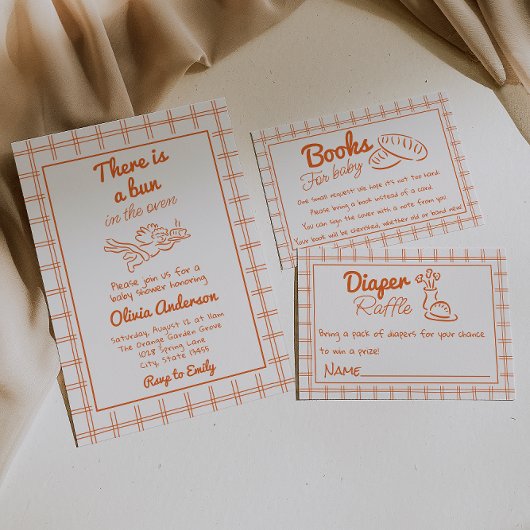 オーブンのキュピッド天使の赤ちゃんシャワーで手描きパン 招待状