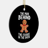 オーブンのクリスマスのPrでクッキーの後ろの男 セラミックオーナメント (右)