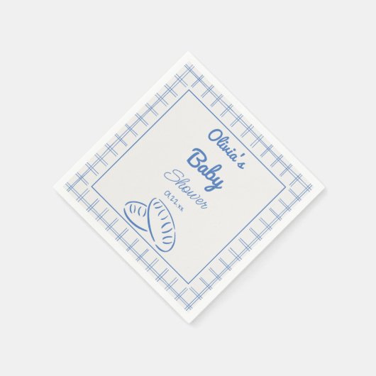 オーブンのシャワーに手で引かれた青いパン男の赤ちゃん スタンダードカクテルナプキン (角)