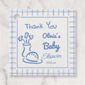 オーブンのシャワーに手で引かれた青いパン男の赤ちゃん フェイバータグ (正面)