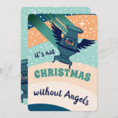 オーブンのストーブパーソナライズされたエンジェルクリスマスカード シーズンカード (正面/裏面)