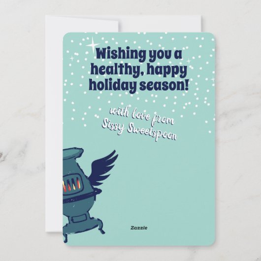 オーブンのストーブパーソナライズされたエンジェルクリスマスカード シーズンカード (裏面)