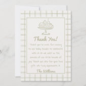 オーブンのパンの赤ちゃんシャワーに手描きベビー サンキューカード (正面)