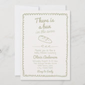 オーブンのパンの赤ちゃんシャワーに手書きのパン 招待状 (正面)