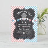 オーブンのパン性別で赤ちゃんシャワーを明らかにする 招待状 (スタンド正面)