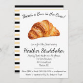 オーブンのパン、クロワッサンベビーシャワー 招待状 (正面/裏面)