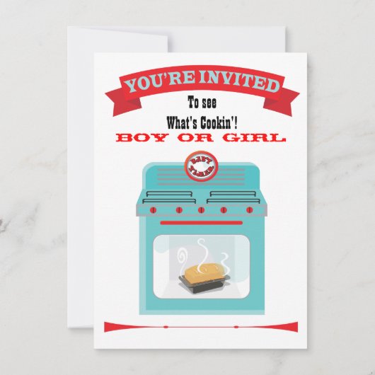 「オーブンのパン」ジェンダーが赤ちゃんシャワー招待状を明かす 招待状 (裏面)
