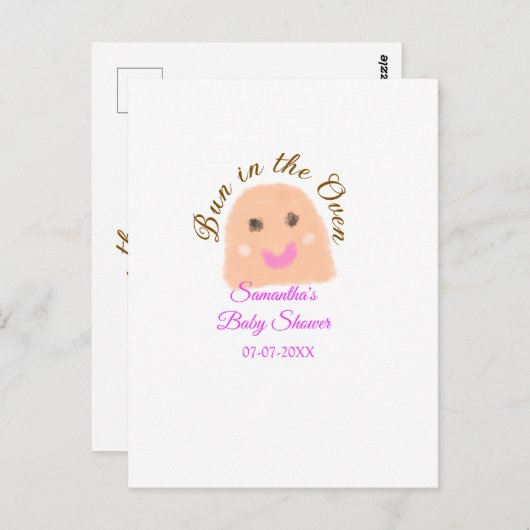 オーブンのベージュ団子の赤ちゃんシャワーピンクのバーにパン ポストカード (正面/裏面)