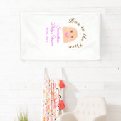 オーブンのベージュ団子の赤ちゃんシャワーピンクのバーにパン 横断幕 (インサイチュ)