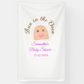 オーブンのベージュ団子の赤ちゃんシャワーピンクのバーにパン 横断幕 (縦)
