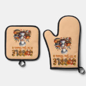 オーブンのミットとポットのホルダーをぐらつかせる 鍋つかみ&鍋敷きセット (正面)