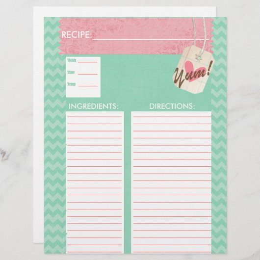 オーブンのレシピの入れ (正面/裏面)