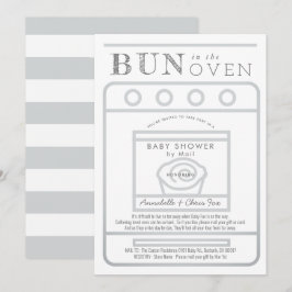 オーブンの中のパン グレー ベビーシャワー メール便 招待状
