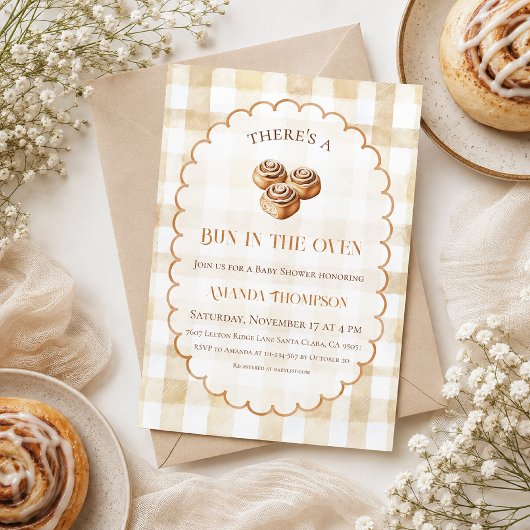 オーブンの中のパン cinnamon roll ベビーシャワー 招待状