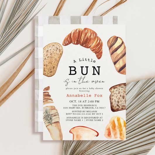オーブンの中の小さなパン屋さんのお菓子 ベビーシャワー 招待状