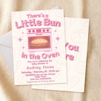 オーブンの中の赤ちゃん 招待状 女の子のバースデー