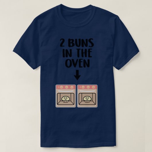 オーブンの双子の妊娠の発表ジェンド Tシャツ (デザイン正面)