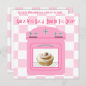 オーブンの女の子ピンクの赤ちゃんシャワーのパン アドバイスカード (正面/裏面)