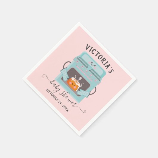 オーブンの男の子または女の子の赤ちゃんシャワーの小さなパン スタンダードカクテルナプキン (角)