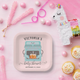 オーブンの男の子または女の子の赤ちゃんシャワーの小さなパン ペーパープレート