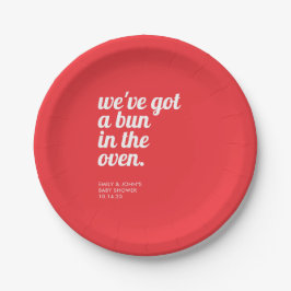 オーブンの赤い赤モダンちゃんミニマルシャワーのパン ペーパープレート