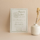 オーブンの赤ちゃんシャワーで手描きセージ緑のパン 招待状