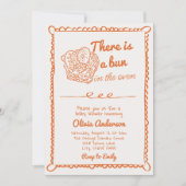 オーブンの赤ちゃんシャワーに手で描いたオレンジのパン 招待状 (正面)