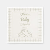 オーブンの赤ちゃんシャワーに手書きの緑のパン スタンダードカクテルナプキン (正面)