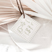 オーブンの赤ちゃんシャワーに手書きの緑のパン フェイバータグ