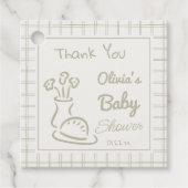 オーブンの赤ちゃんシャワーに手書きの緑のパン フェイバータグ (正面)