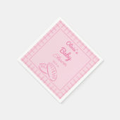 オーブンの赤ちゃん女の子のシャワーで手書きピンクパン スタンダードカクテルナプキン (角)