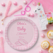 オーブンの赤ちゃん女の子のシャワーで手書きピンクパン ペーパープレート (パーティー)