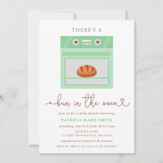 オーブンの赤ちゃん男女兼用のシャワー 招待状 (正面)