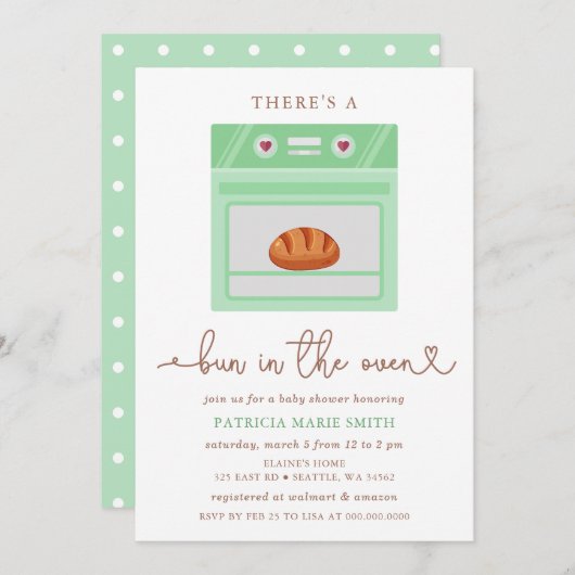 オーブンの赤ちゃん男女兼用のシャワー 招待状 (正面/裏面)