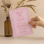 オーブンエンジェル赤ちゃんシャワーで手書きピンクパン 招待状