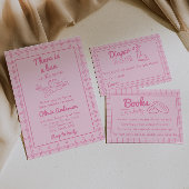 オーブンエンジェル赤ちゃんシャワーで手書きピンクパン 招待状