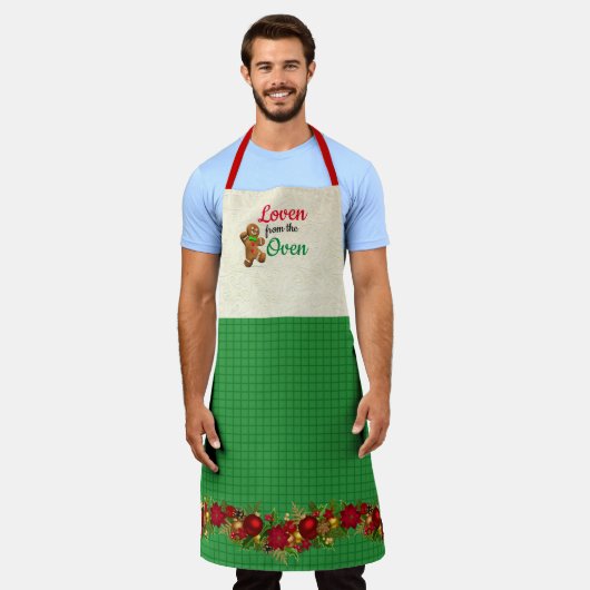 オーブンクリスマスジンジャーブレッドマンAproから愛 エプロン (着用した状態)