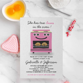 オーブンツインズベビーシャワー招待状のピンクパン 招待状