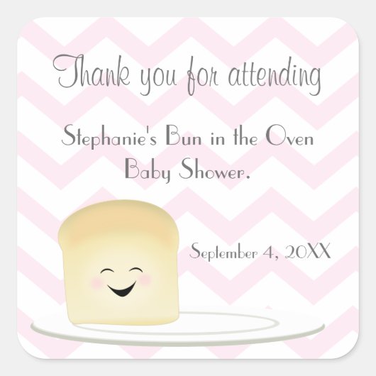 オーブンピンクのパン スクエアシール (正面)