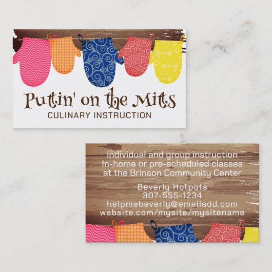 オーブンミッツ料理ベーキング料理の名刺 名刺 (正面/裏面)